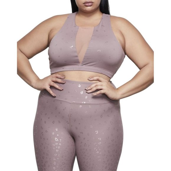 Good American Other - New Good American The Afterglow Sports Bra Size 3 Large Leopard Foil Dusk Mauve